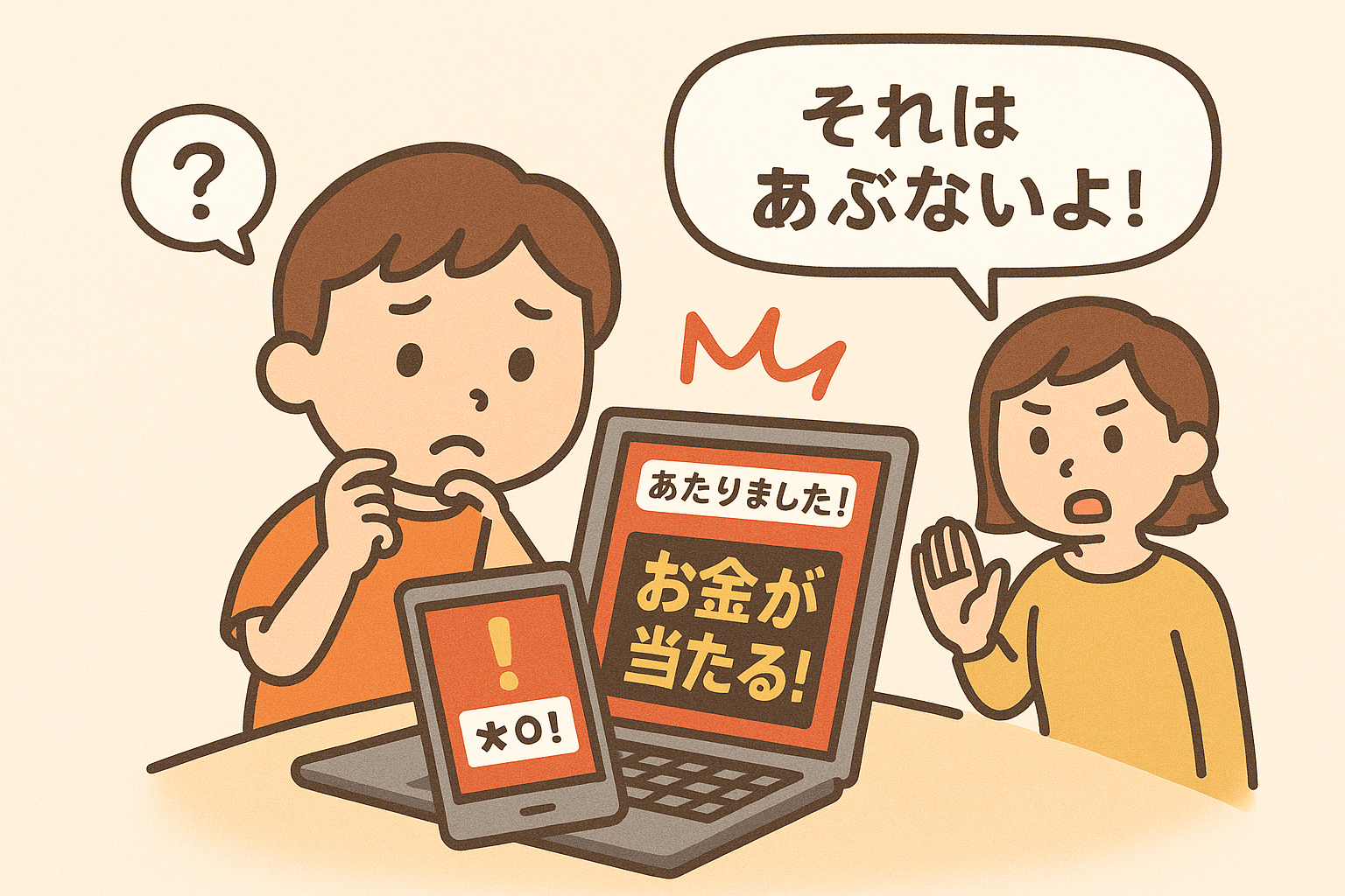 へんなメールや広告に注意